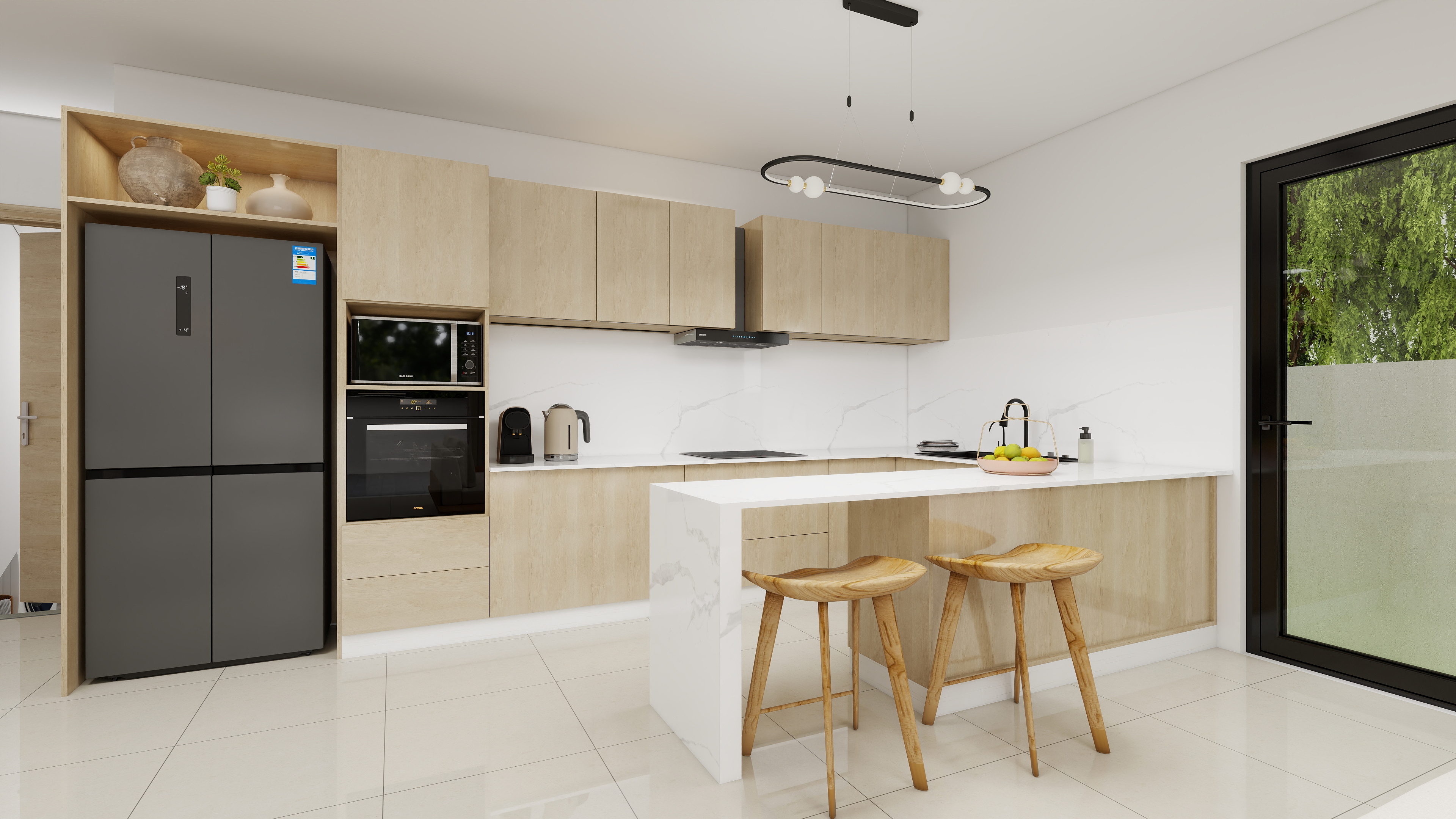 Modern American Kitchen with Marble Island