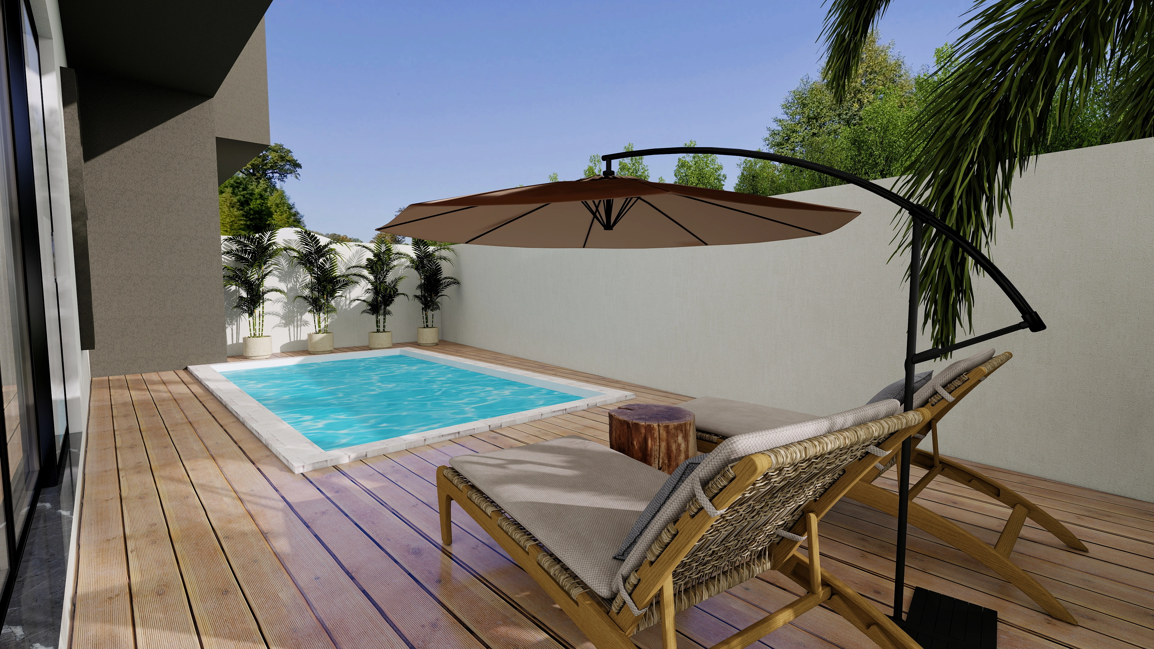 Private pool patio with timber deck